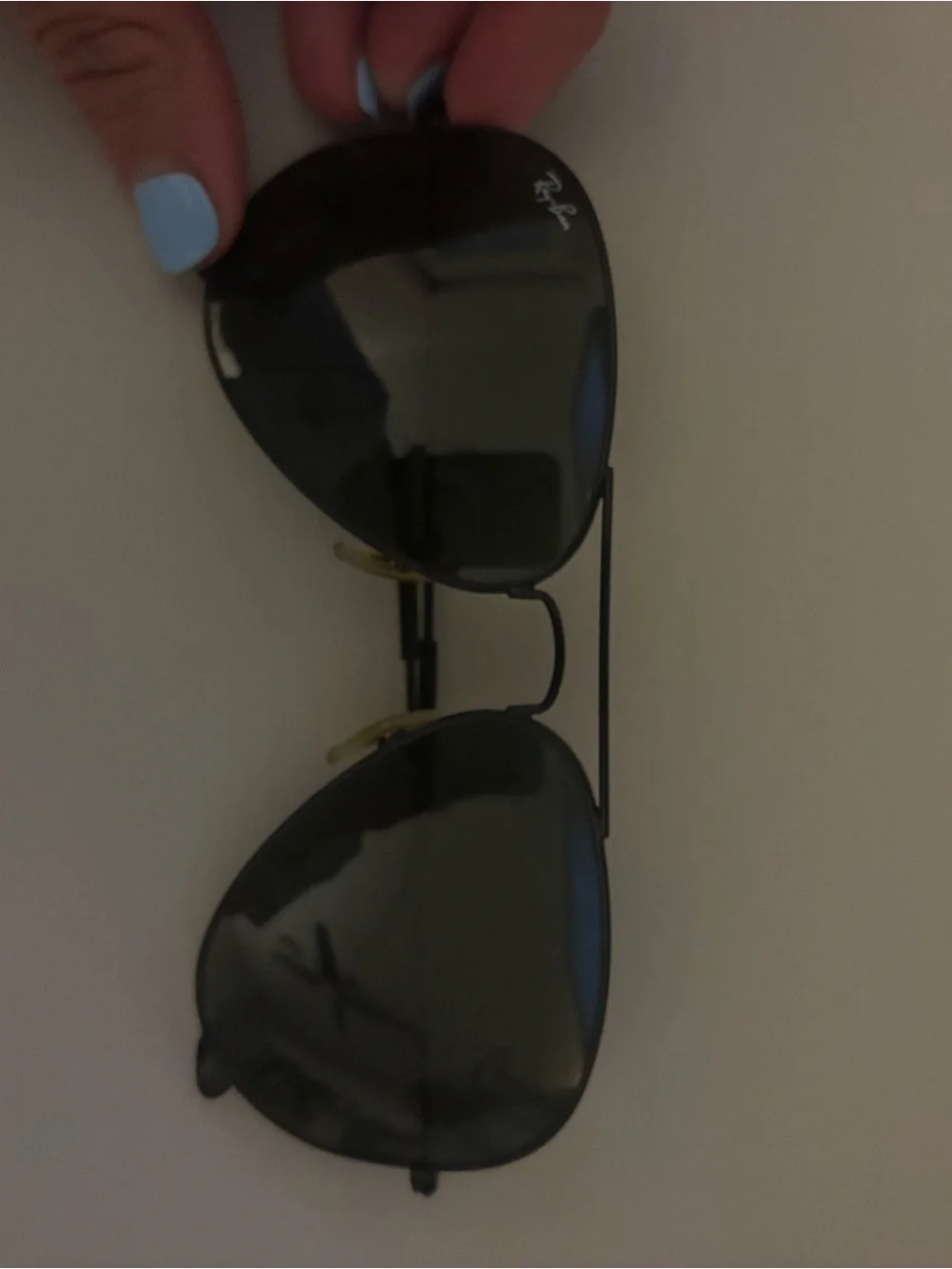 Ray-Ban Aviator Sunglasses - Black Frame with Green Lenses - Picture 4 of 4